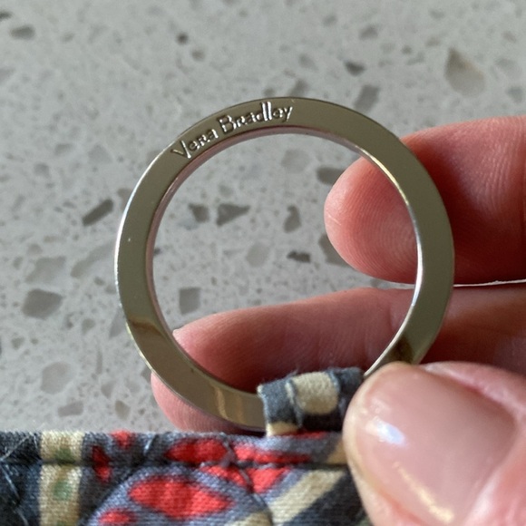 Vera Bradley Nomadic Floral Key chain card holder grey/coral/seafoam quilted - Picture 4 of 7